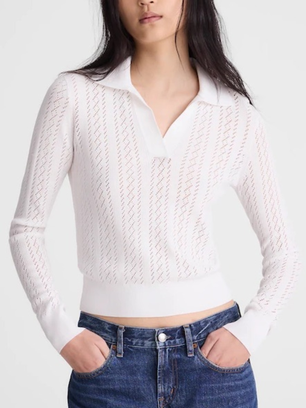 Madewell Pointelle-Stitch Polo Sweater : XS